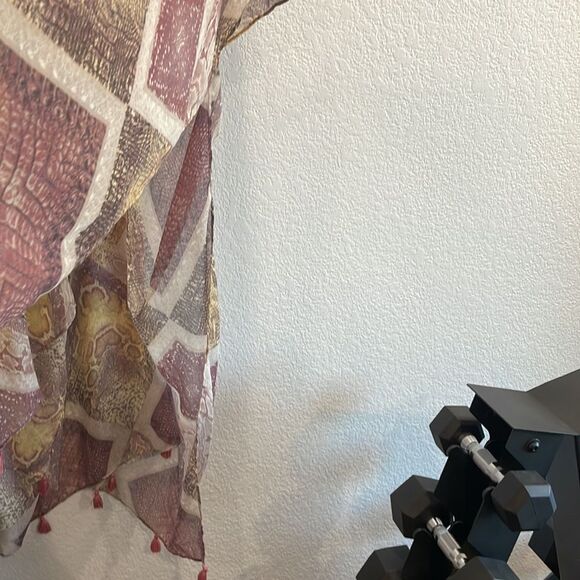 Cato Lightweight Purple & Yellow Snakeskin Tassel Kimono Cardigan One Size - Picture 7 of 9